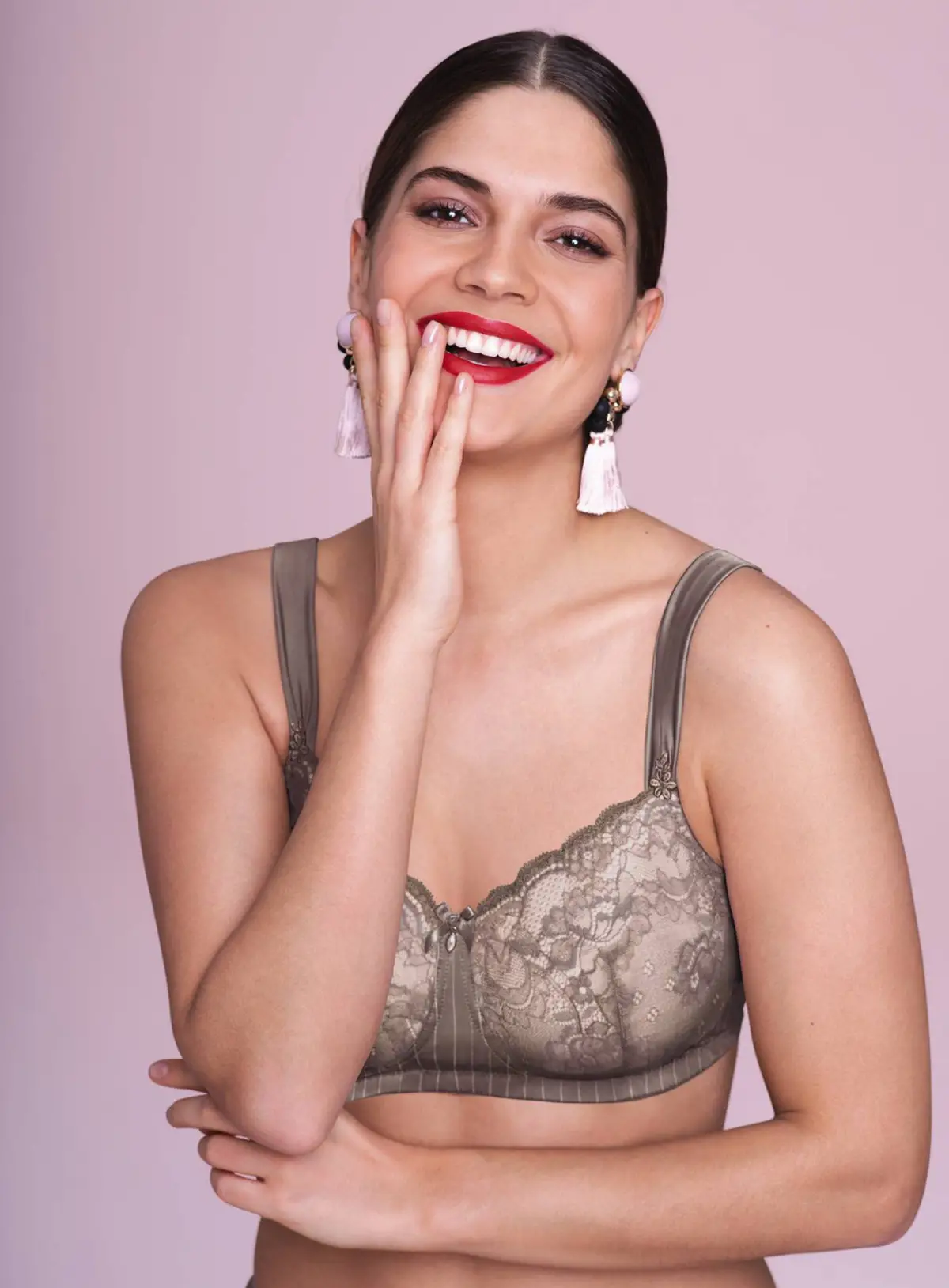 4705X Silikon Meme Protez Sütyeni (Bej-Kahve)